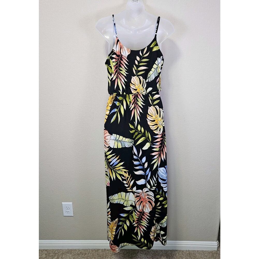 Naif Tropical Maxi Dress S Floral Boho Sleeveless Summer Sundress Vacation Black - Picture 6 of 16